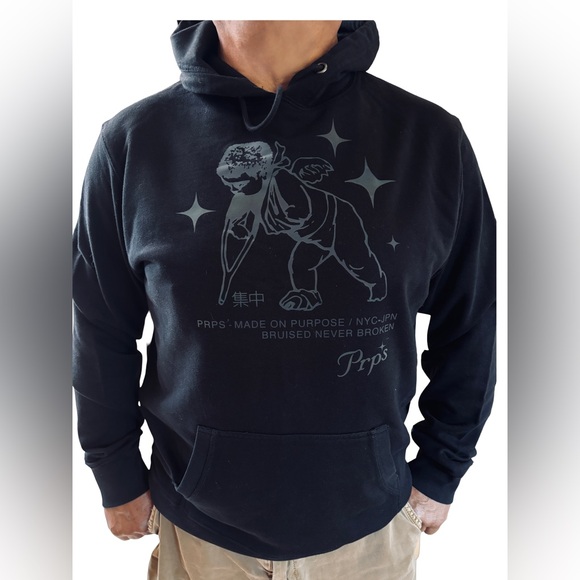PRPS Black Wounded Cherub Graphic Hoodie XL NWT - Picture 1 of 8